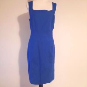 Blue Square Neck Straight Dress Size 14